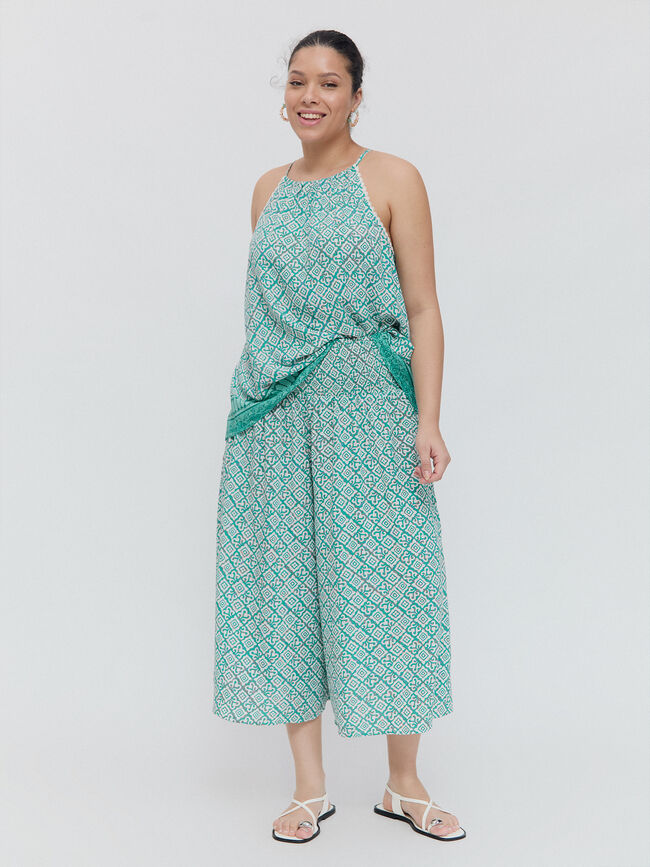 Falda pantalón estampada Turquesa Oscuro