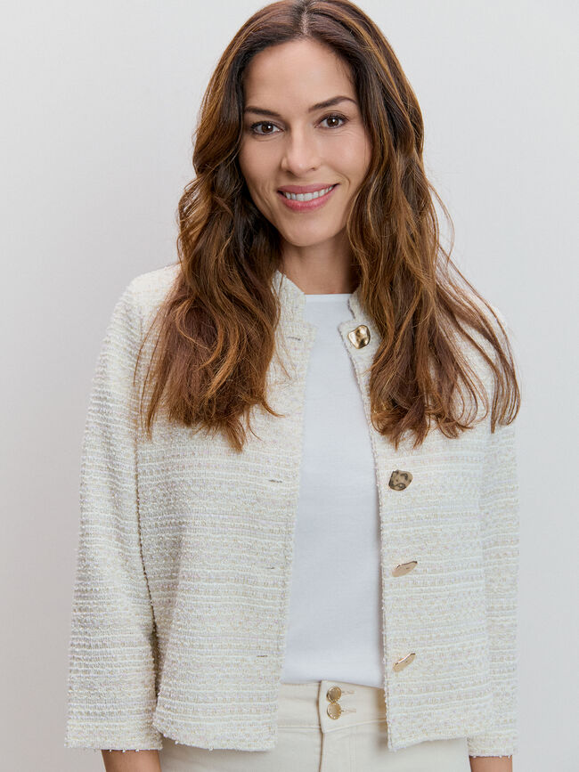 CHAQUETA TWEED C/MAO Crudo