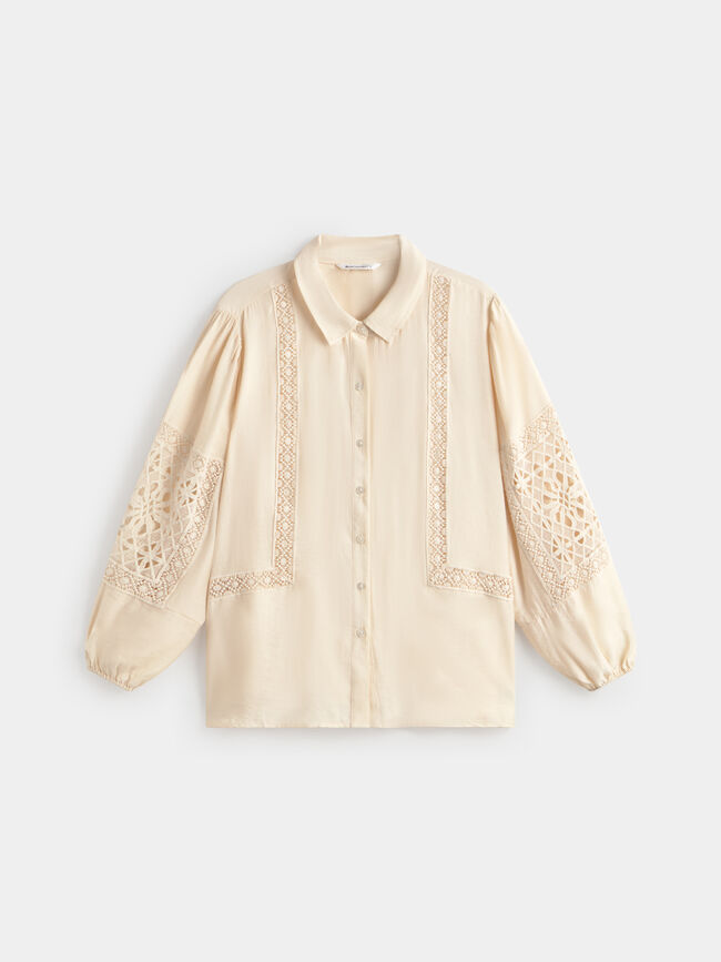BLUSA ROMANTICA ENTREDOS Beige