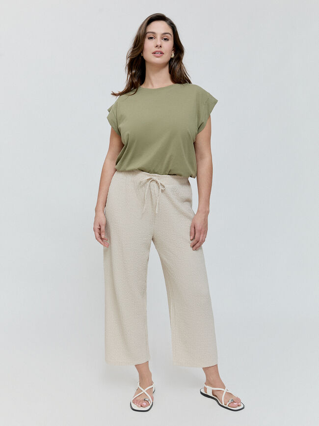 PANTALÓN EFECTO ARRUGADO Crudo