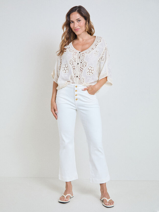 PANTALON DENIM ACAMPANADO Blanco Optico