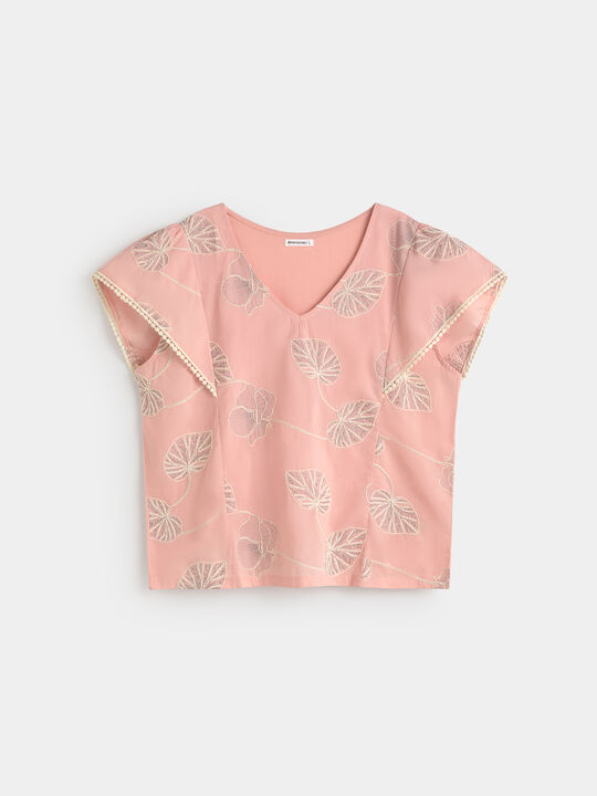 CAMISETA BORDADA Rosa Perla image number null
