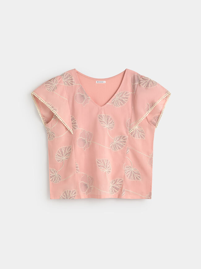 CAMISETA BORDADA Rosa Perla