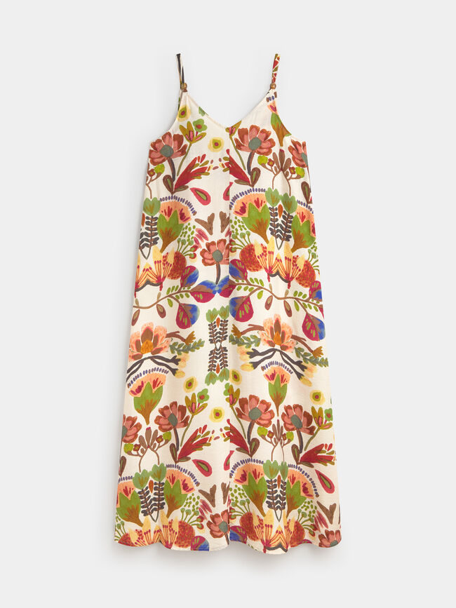 VESTIDO MIDI ABALORIO Beige