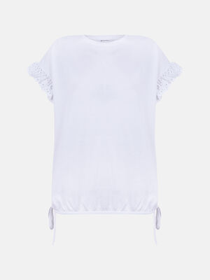 Camiseta detalle blonda 100% algodón Blanco Optico image number null