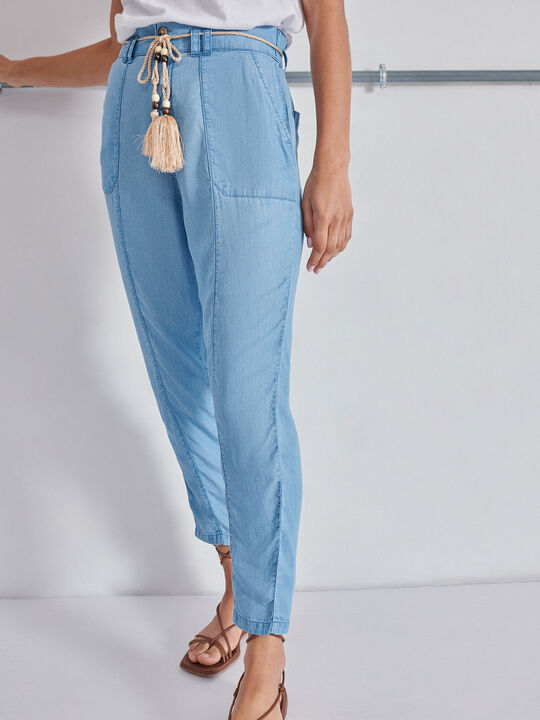 PANTALÓN FLUIDO LYOCELL Mid blue image number null