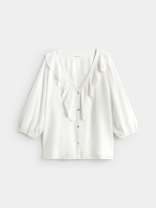 BLUSA VOLANTE Blanco Optico image number null