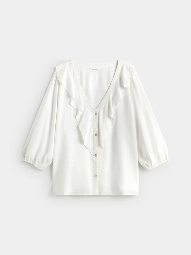 BLUSA VOLANTE Blanco Optico