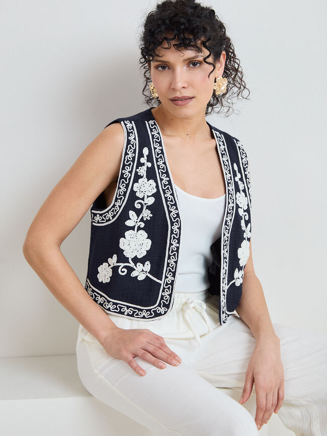 CHALECO BORDADOS CONTRASTE Azul Marino