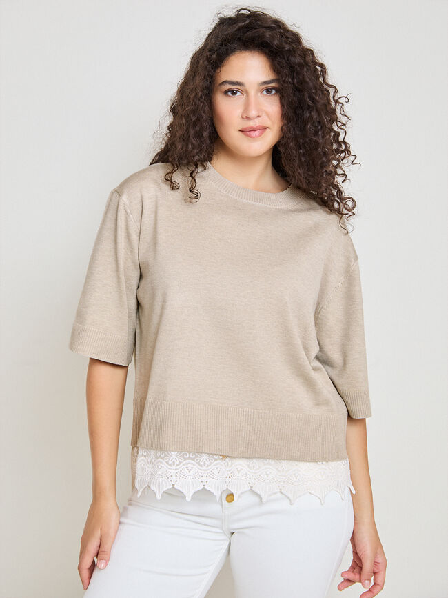JERSEY BAJO ENCAJE Beige