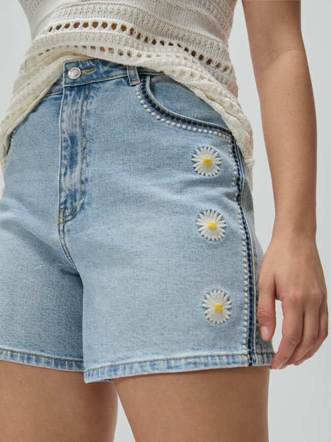 SHORT VAQUERO BORDADO Mid blue