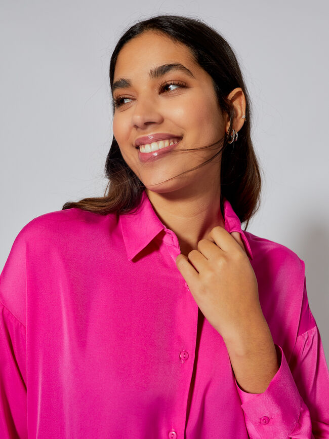 Blusa estampada satén Fucsia Claro