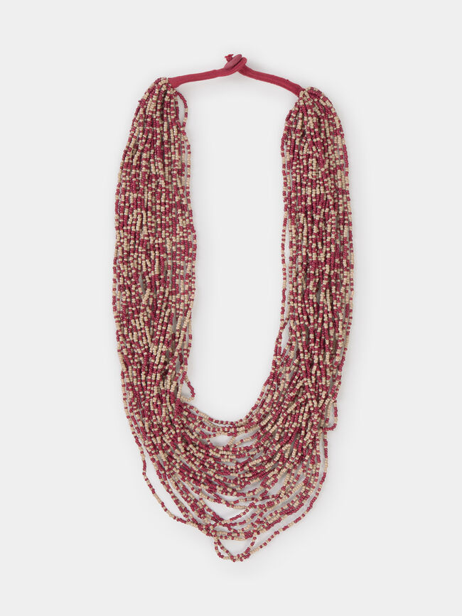 COLLAR LARGO BOLAS Rojo Cabaret