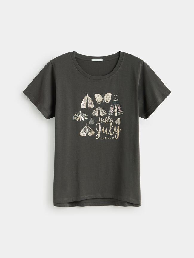 CAMISETA POSICIONAL MARIPOSAS Gris Oscuro