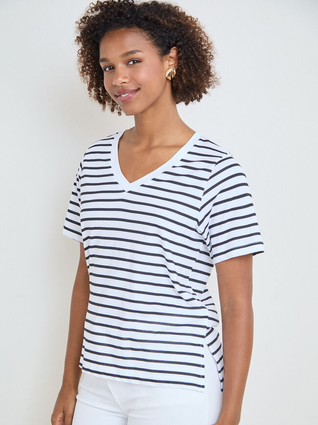 CAMISETA CUELLO PICO Rayas 1