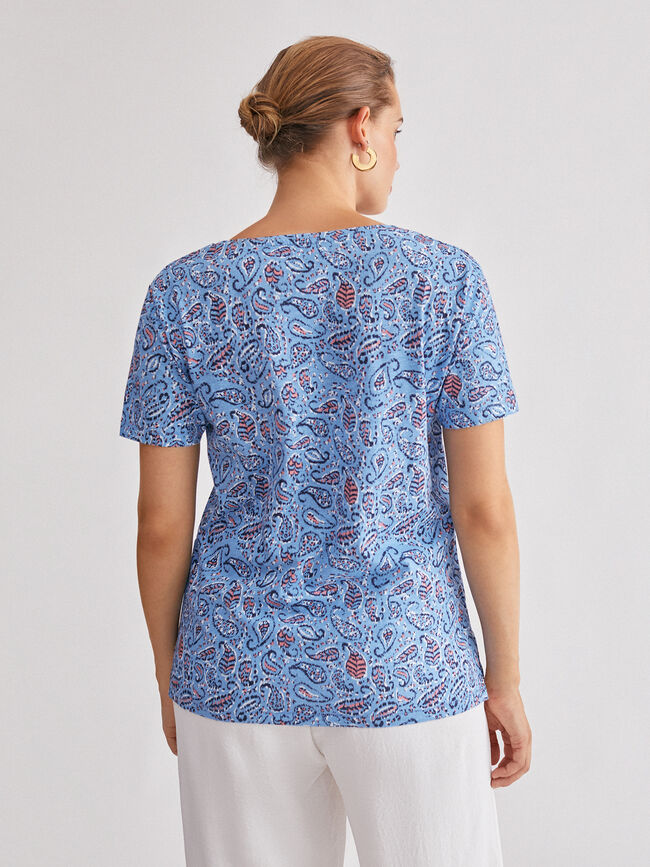 Camiseta cuello pico estampada Estampado 1