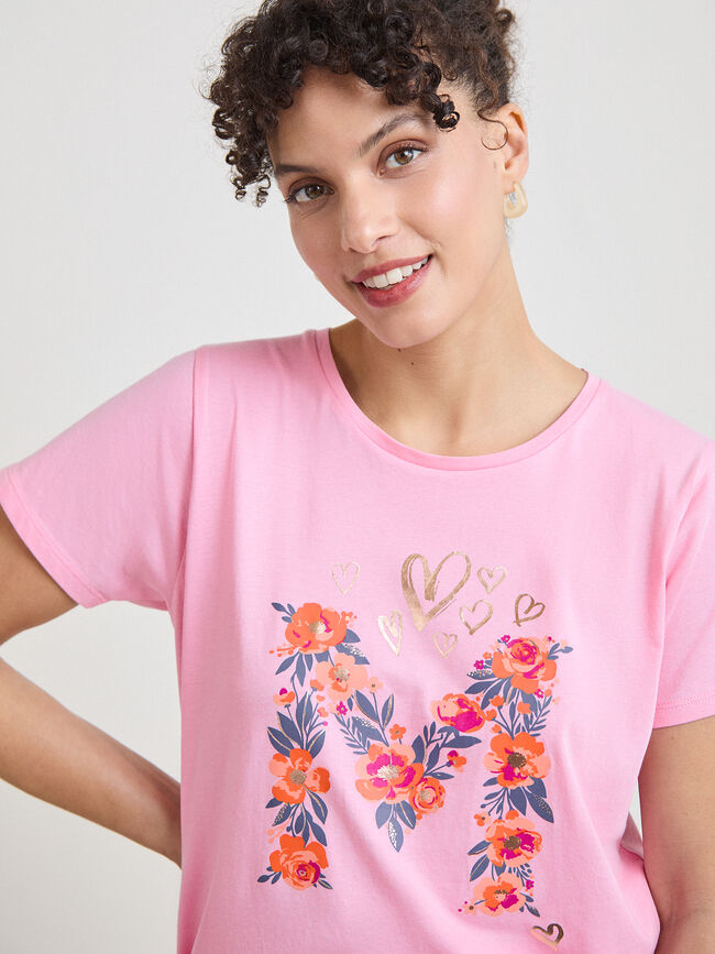 CAMISETA MADRE FLORES rosa sugar