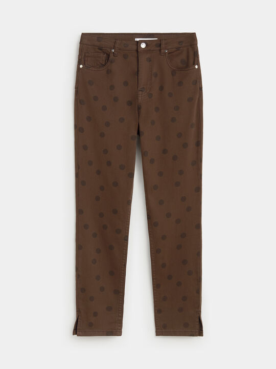 PANTALON CROP TOPOS Marron chocolat image number null