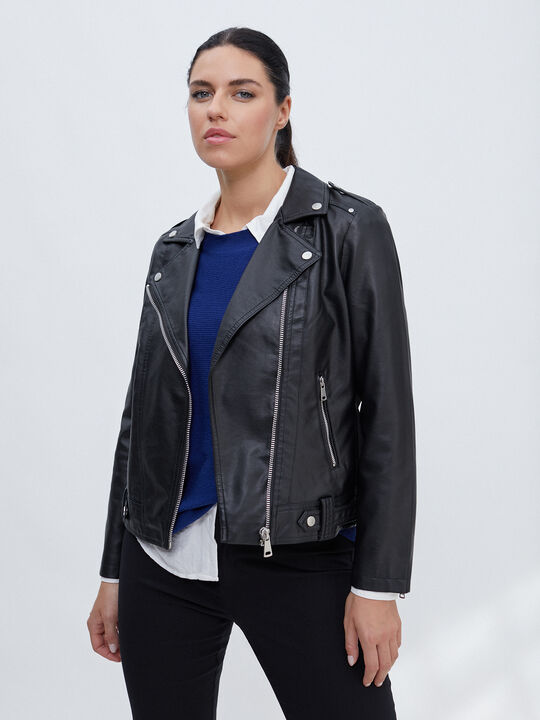CAZADORA BIKER BÁSICA Negro image number null