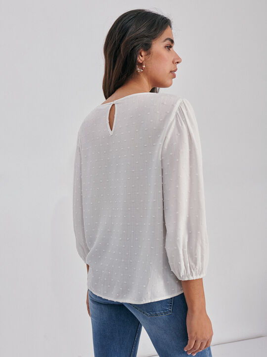 BLUSA ESCOTE ENTREDÓS Blanco Hueso image number null