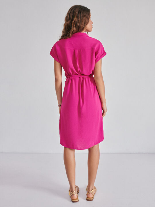 Vestido camisero fluido Fucsia Oscuro image number null