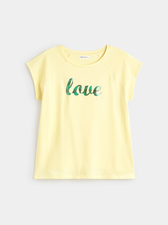 CAMISETA LETTERING GEL Amarillo Pastel image number null