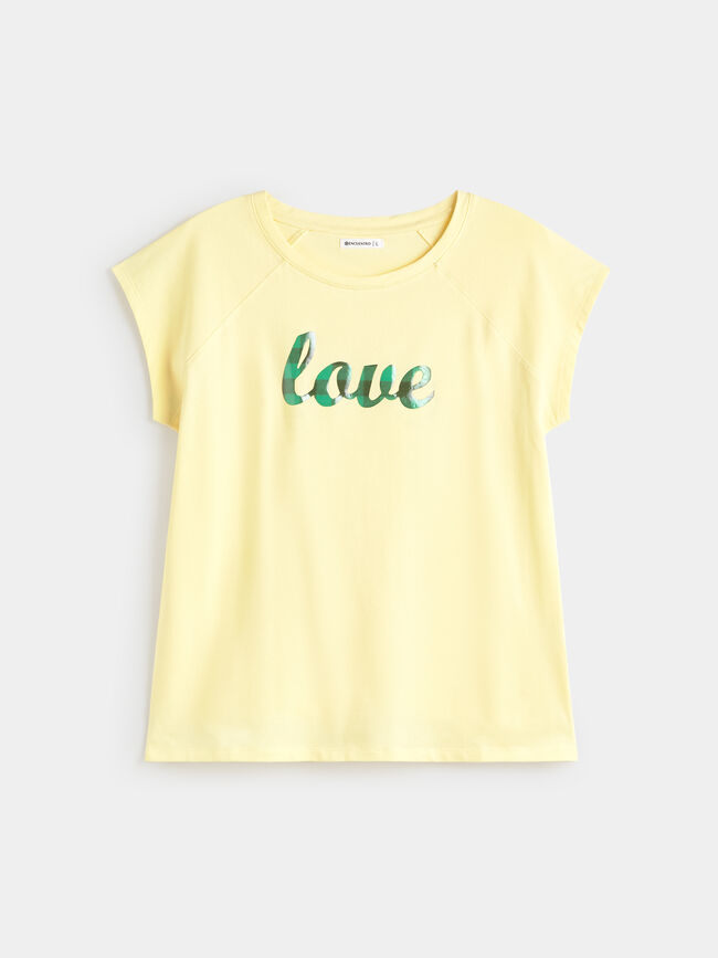 CAMISETA LETTERING GEL Amarillo Pastel