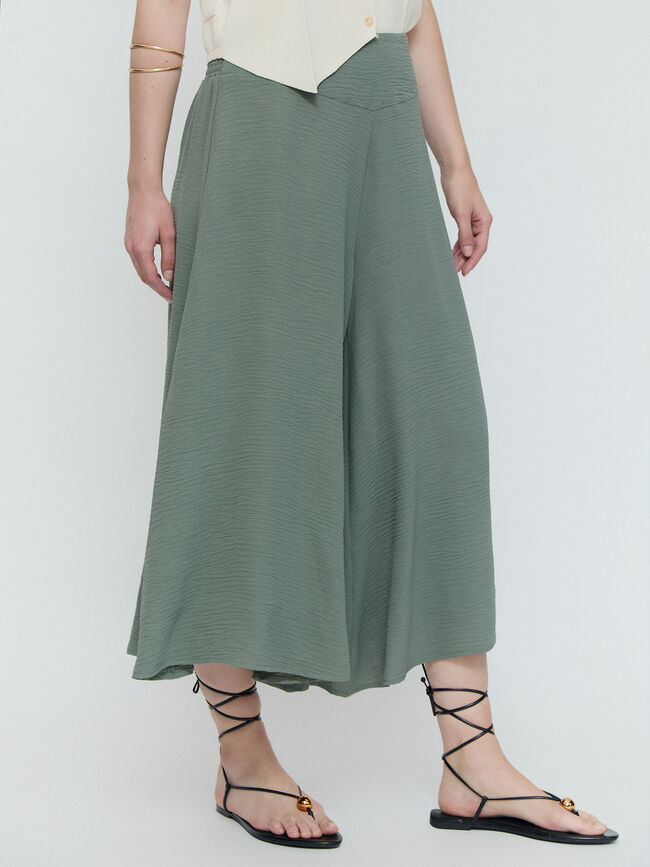PANTALON ANCHO FLUIDO Verde Te