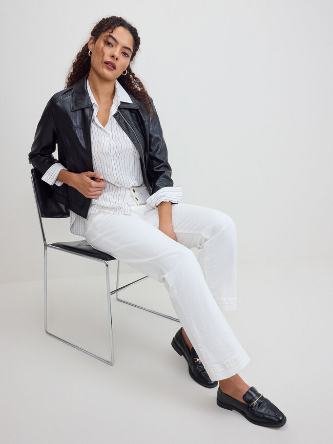 PANTALON DENIM ACAMPANADO Blanco Optico
