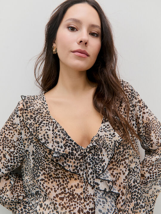 BLUSA VOLANTE Beige image number null