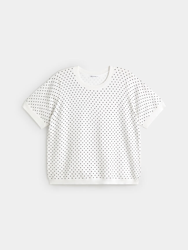 CAMISETA DETALLE TOPOS Blanco Optico