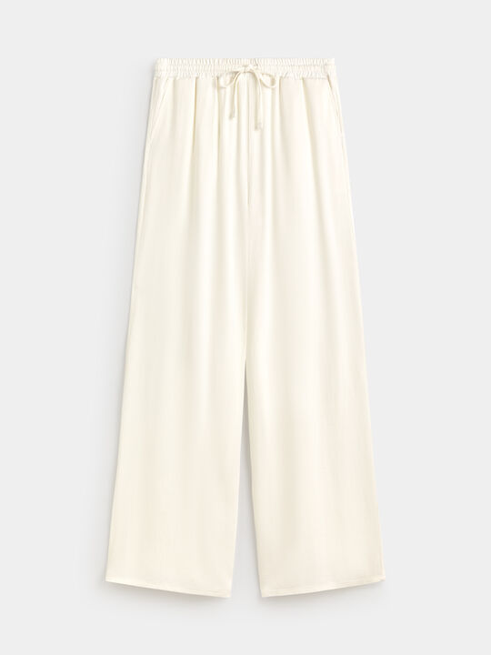 PANTAL&Oacute;N R&Uacute;STICO LARGO Blanco Hueso image number null