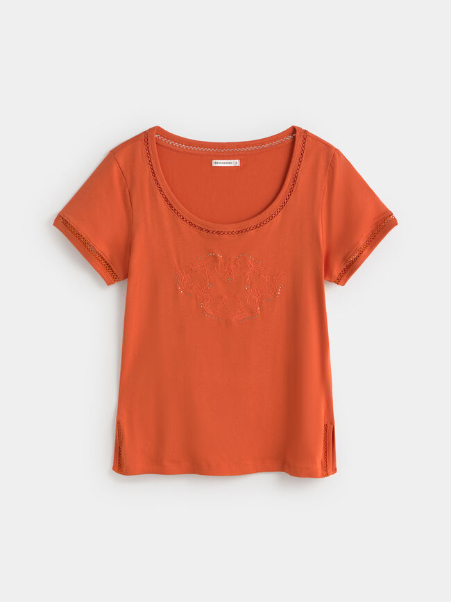 CAMISETA POSICIONAL FLORES Naranja