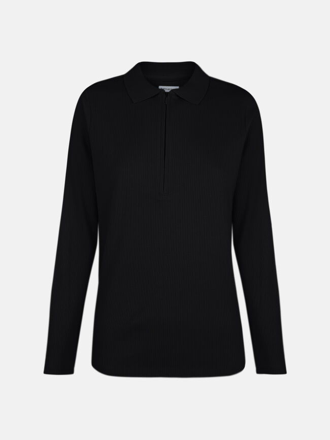 Camiseta M/L cuello polo Negro
