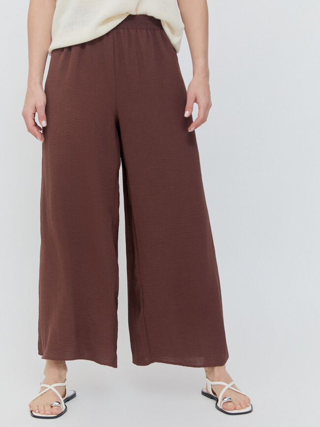 PANTALON ANCHO FLUIDO Marron Medio
