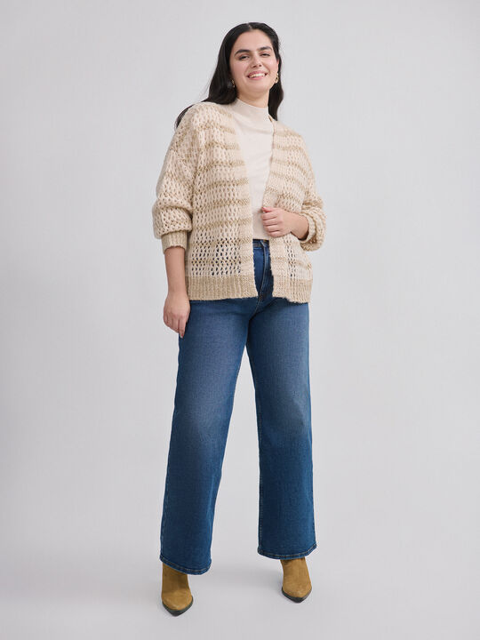 CARDIGAN CALADO ORO Beige image number null