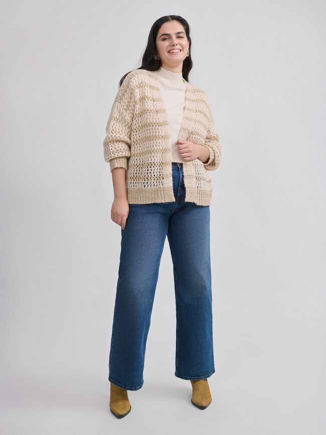 CARDIGAN CALADO ORO Beige
