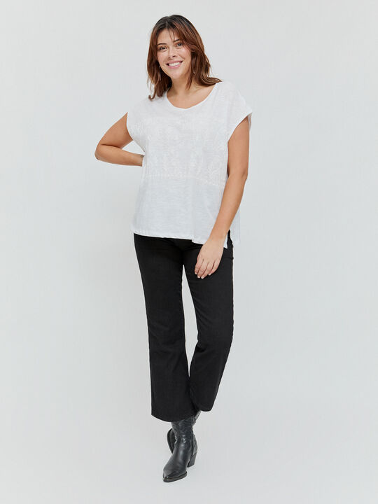 CAMISETA POSICIONAL FLORES Blanco Optico image number null