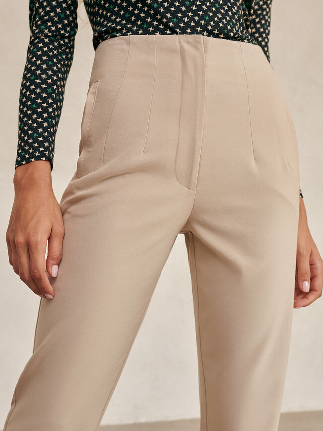 Pantalón de vestir tiro alto Beige