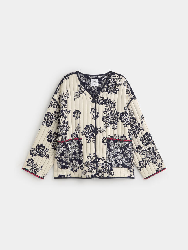 CHAQUETA ACOLCHADA  ESTAMPADA Crudo