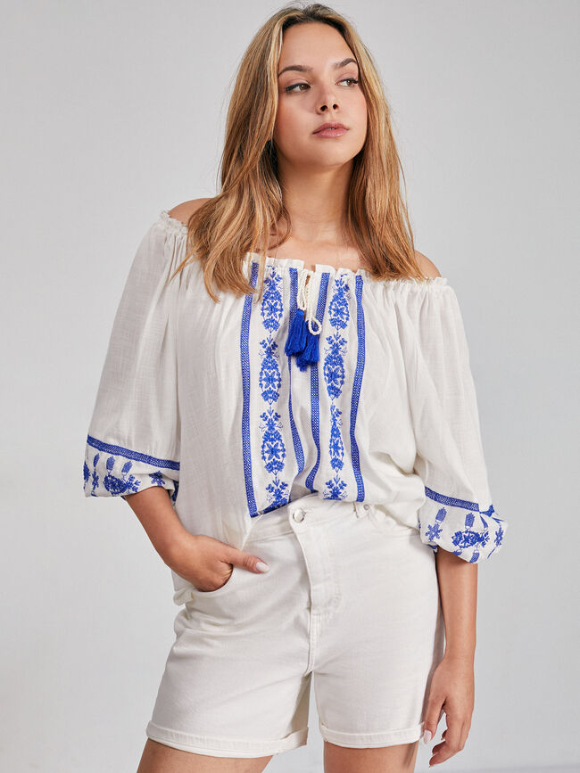 BLUSA BORDADOS TEXTURA Blanco Optico