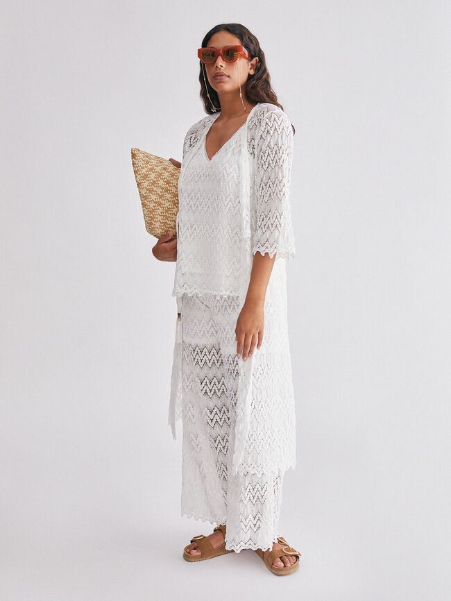 Pantalon Calado Blanco Optico
