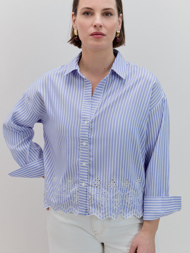 CAMISA BORDADO SUIZO Azul Chambray