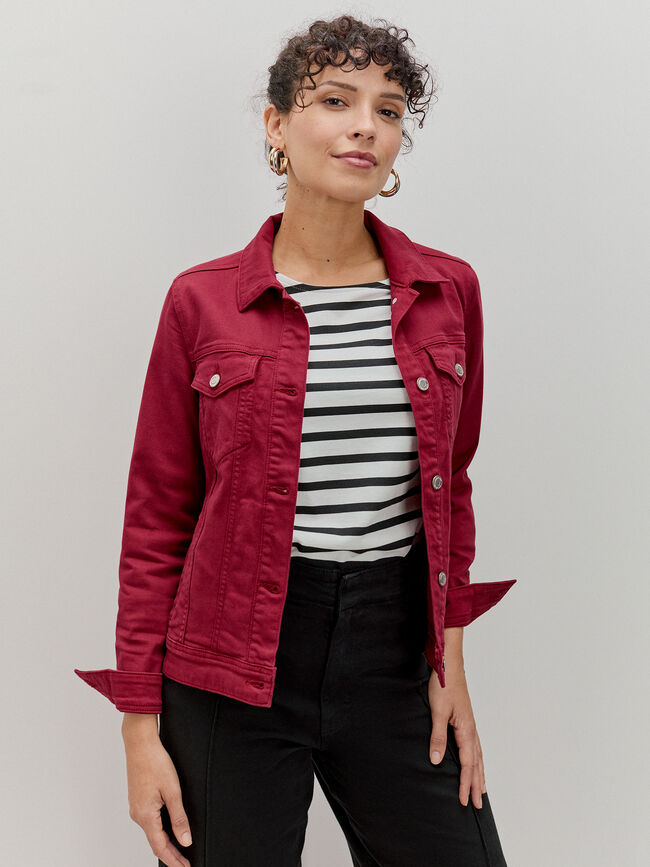 CAZADORA VAQUERA BÁSICA Rojo Cereza