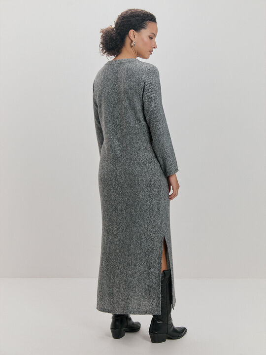 VESTIDO LANOSO PLISADO Gris vigore Osc image number null