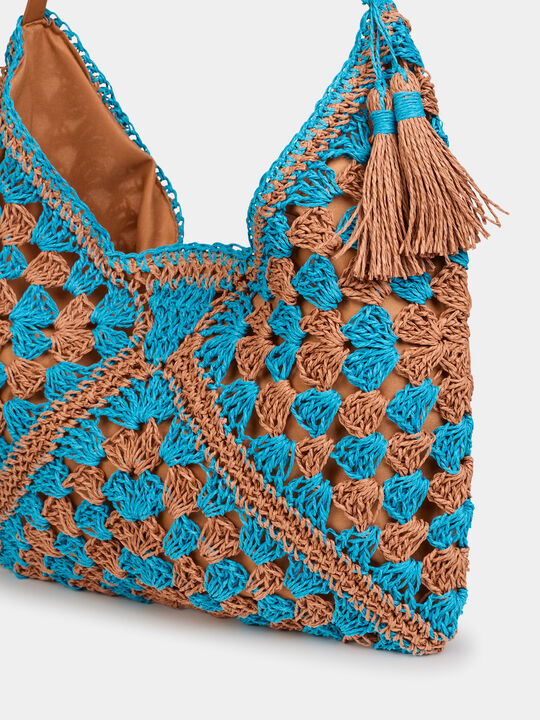 Bolsa rafia grande combinado Turquesa image number null