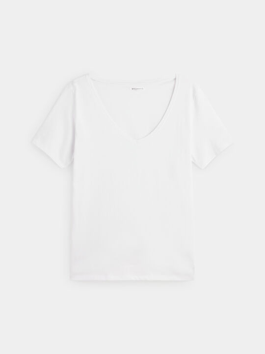 Camiseta cuello V Blanco Optico image number null