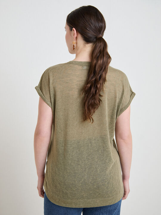 CAMISETA FLORES BRILLANTES Kaki image number null