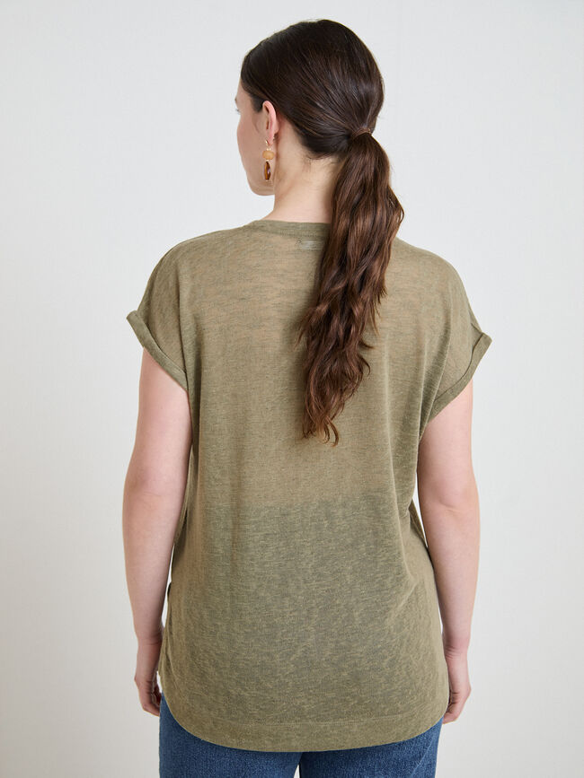 CAMISETA FLORES BRILLANTES Kaki
