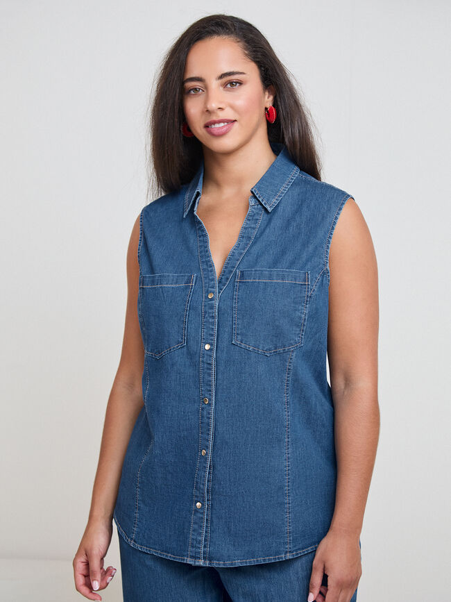 CAMISA VAQUERA SIN MANGAS Dark blue